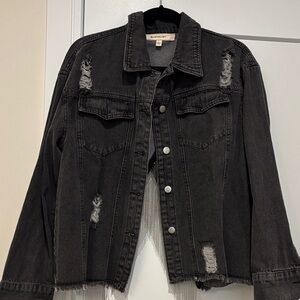 Distressed Black Jean Jacket